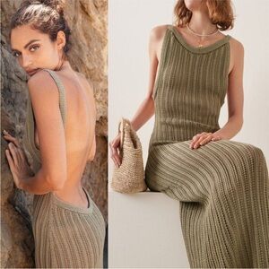 NWT Savannah Morrow North Dress in Olive (Hand-Knit Pima Cotton)